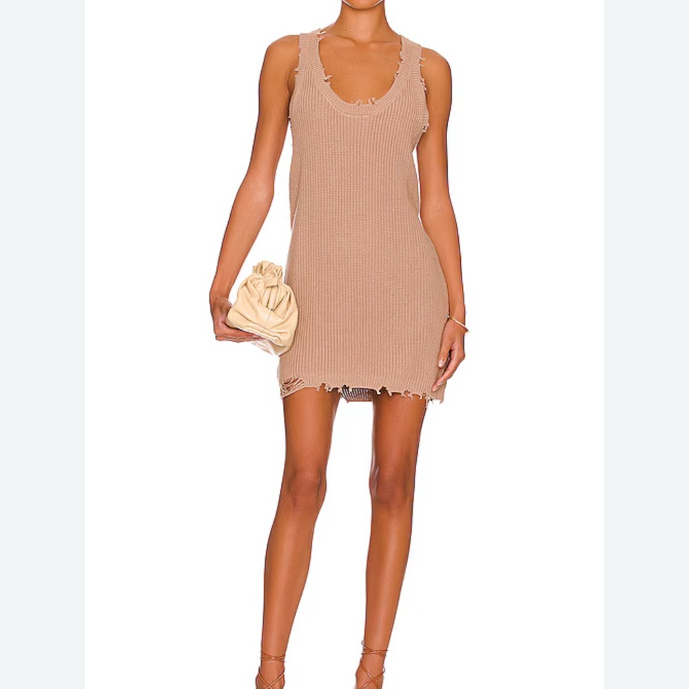 SER.O.YA Yonita dress Cotton knit racerback tan mini tank dress